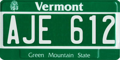 VT license plate AJE612