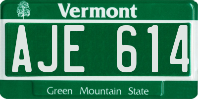 VT license plate AJE614