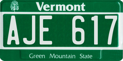 VT license plate AJE617