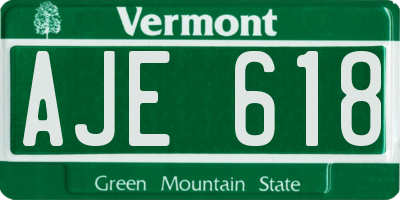 VT license plate AJE618