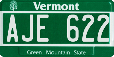 VT license plate AJE622