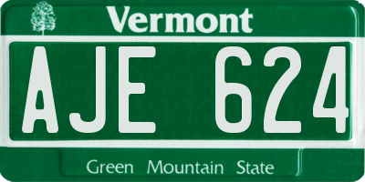 VT license plate AJE624
