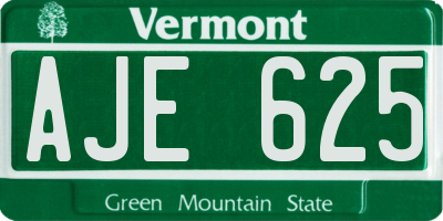 VT license plate AJE625