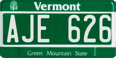 VT license plate AJE626