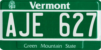 VT license plate AJE627
