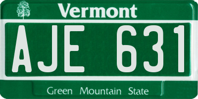 VT license plate AJE631
