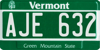 VT license plate AJE632