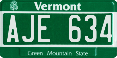 VT license plate AJE634