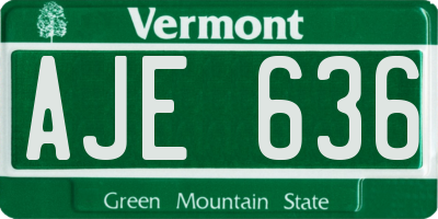 VT license plate AJE636