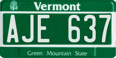 VT license plate AJE637
