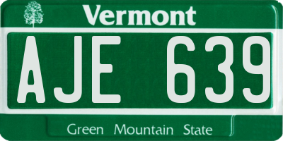 VT license plate AJE639