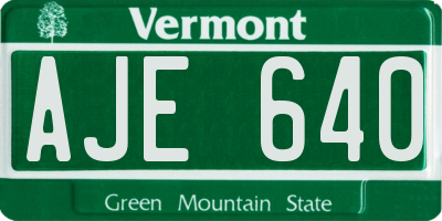 VT license plate AJE640