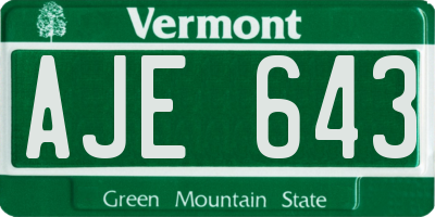 VT license plate AJE643