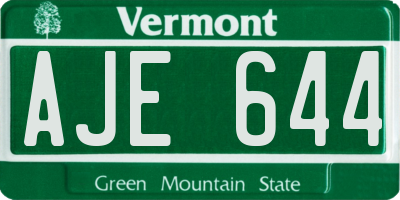 VT license plate AJE644