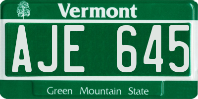 VT license plate AJE645