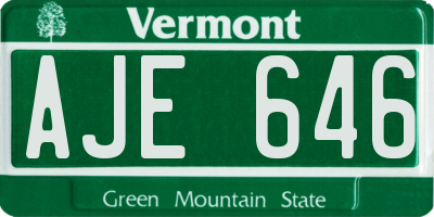 VT license plate AJE646