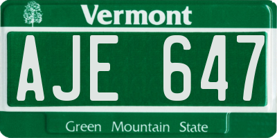 VT license plate AJE647