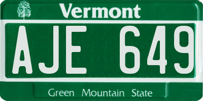 VT license plate AJE649