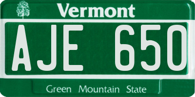 VT license plate AJE650