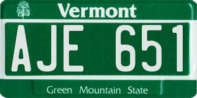 VT license plate AJE651