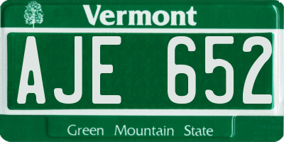 VT license plate AJE652