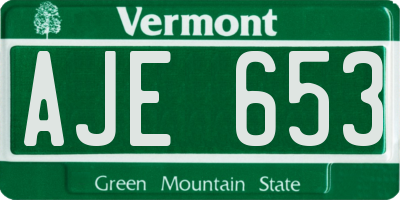VT license plate AJE653