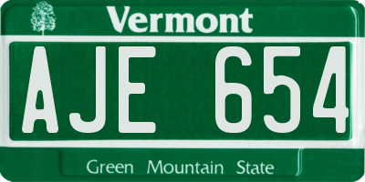 VT license plate AJE654