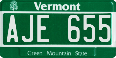 VT license plate AJE655
