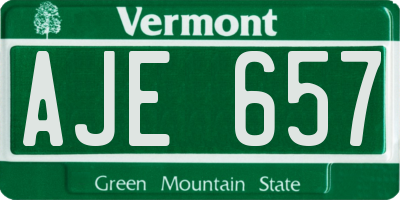 VT license plate AJE657
