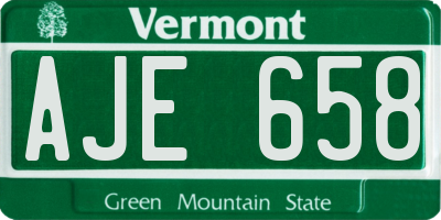 VT license plate AJE658