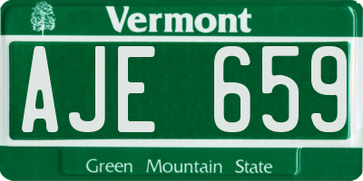 VT license plate AJE659