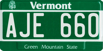VT license plate AJE660