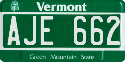 VT license plate AJE662