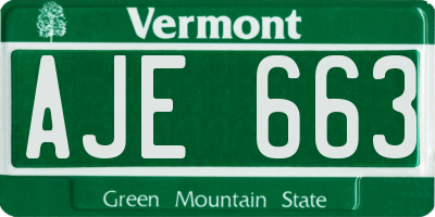 VT license plate AJE663