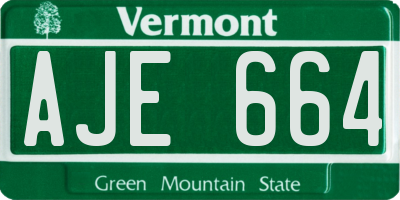 VT license plate AJE664