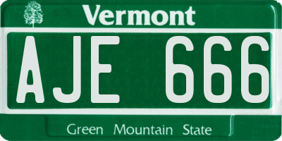 VT license plate AJE666