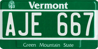 VT license plate AJE667