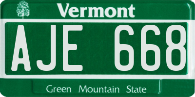 VT license plate AJE668