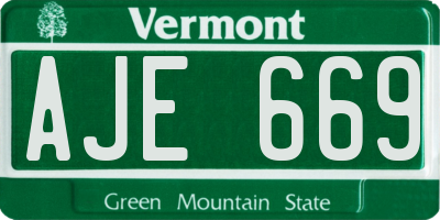 VT license plate AJE669