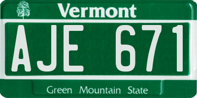VT license plate AJE671