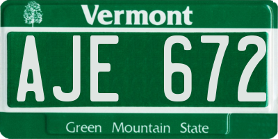 VT license plate AJE672