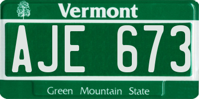 VT license plate AJE673