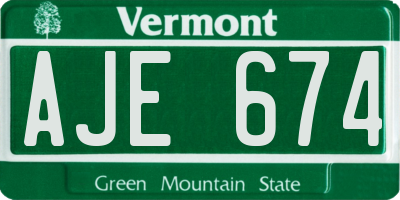VT license plate AJE674