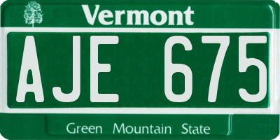 VT license plate AJE675