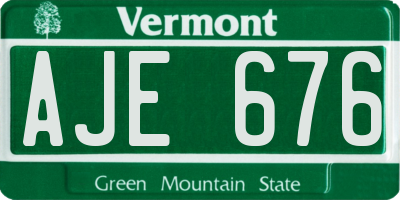 VT license plate AJE676