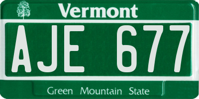 VT license plate AJE677