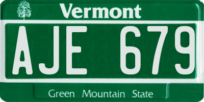 VT license plate AJE679