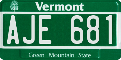 VT license plate AJE681