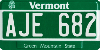 VT license plate AJE682