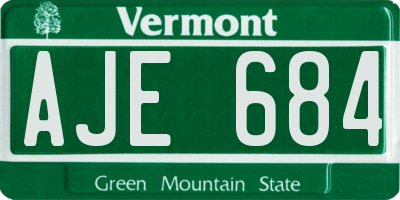 VT license plate AJE684